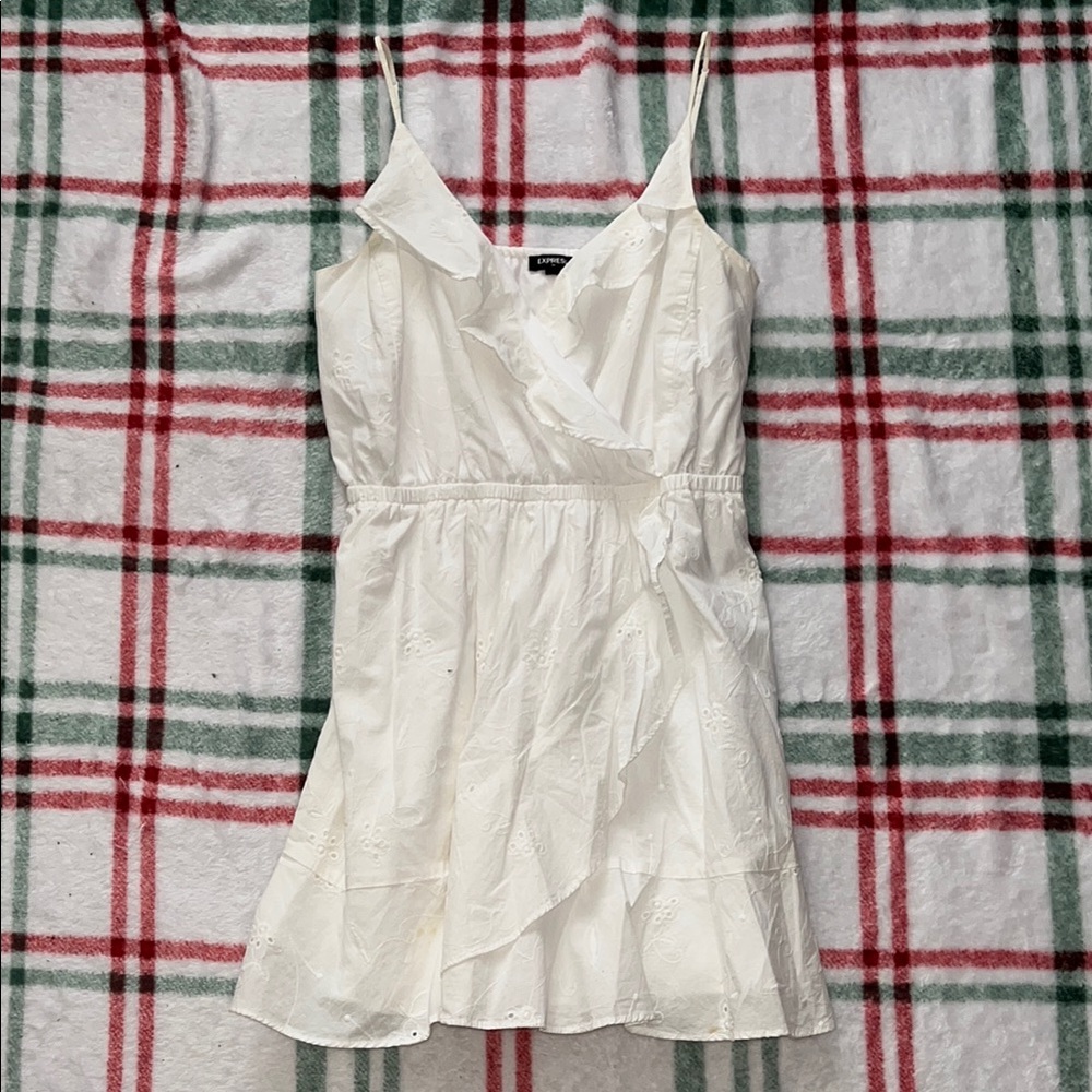 White Sleeveless Wrap Dress